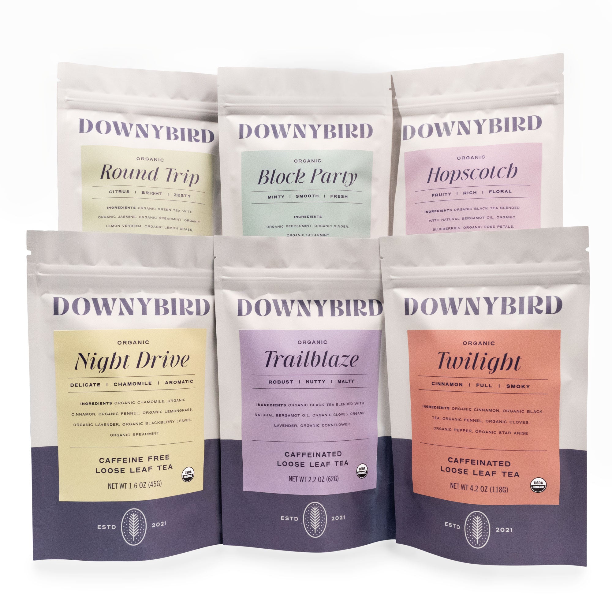 Complete Collection of Downybird Organic Loose Leaf Tea Blends