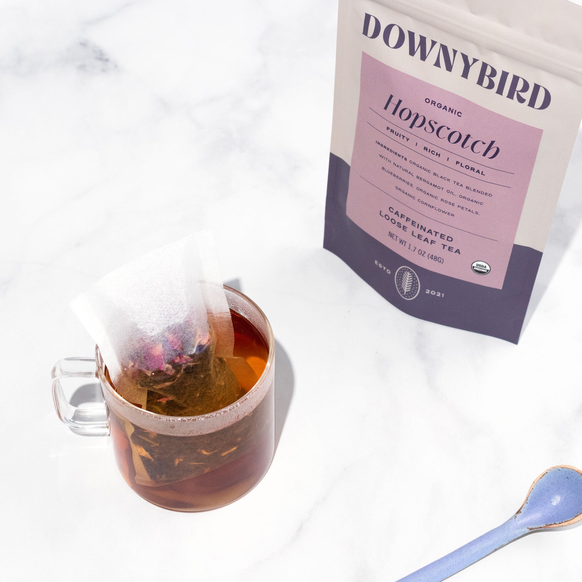 Finum Tea Filters with Downybird Hopscotch Blend Organic Earl Grey Loose Leaf Tea