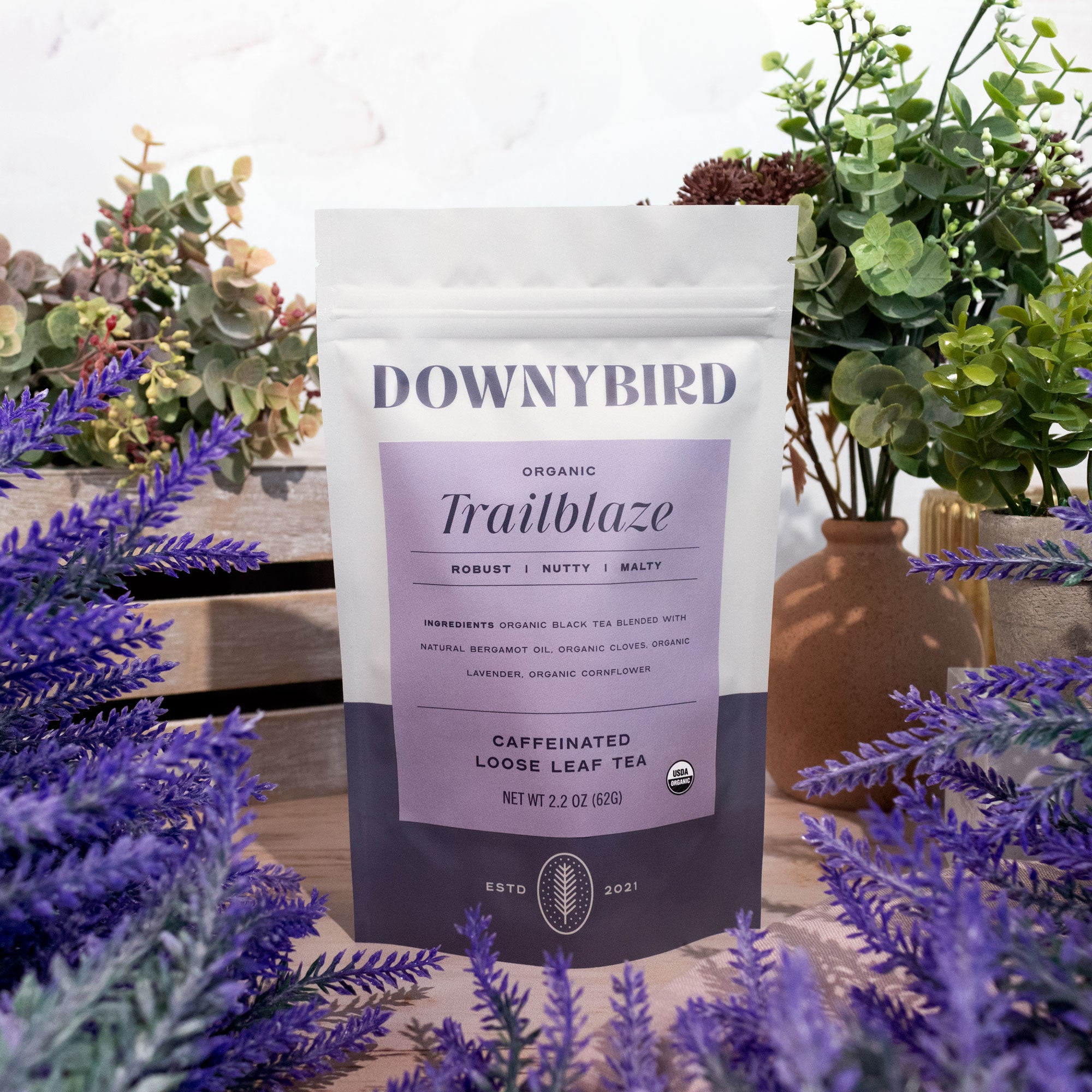 Downybird Trailblze Blend Organic Earl Grey Loose Leaf Tea Pouch with Lavender 